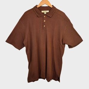 Tommy Bahama Brown Polo Shirt Silk Blend Casual SZ XL Resort Vacation